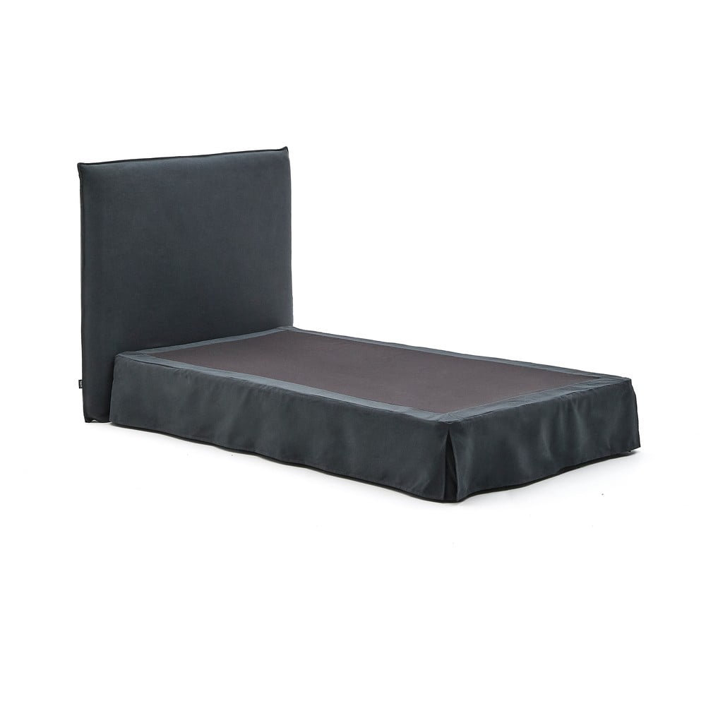 Antracitszürke kárpitozott egyszemélyes ágy 90x200 cm Jaira – Kave Home