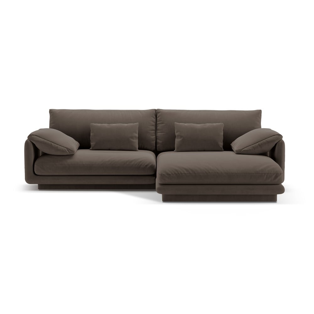 Barna bársony sarokkanapé (jobb oldali-heverő résszel) Torino – Micadoni