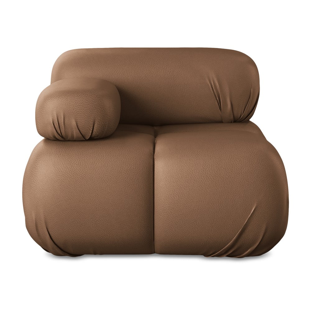 Barna bőrutánzat kanapé modul (bal oldali) Lokua – Makamii