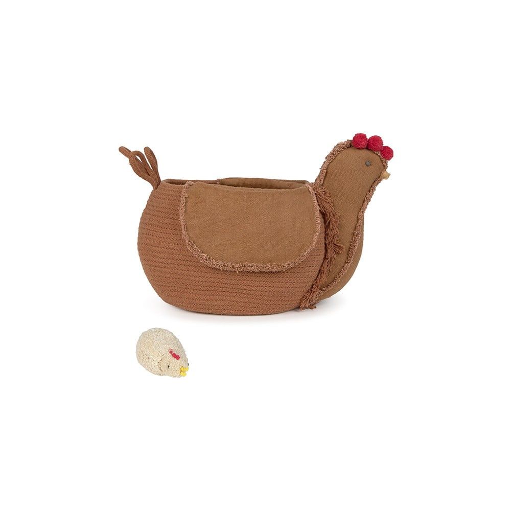 Barna textil játéktároló kosár 48x32x29 cm Chicken Toffee – Lorena Canals