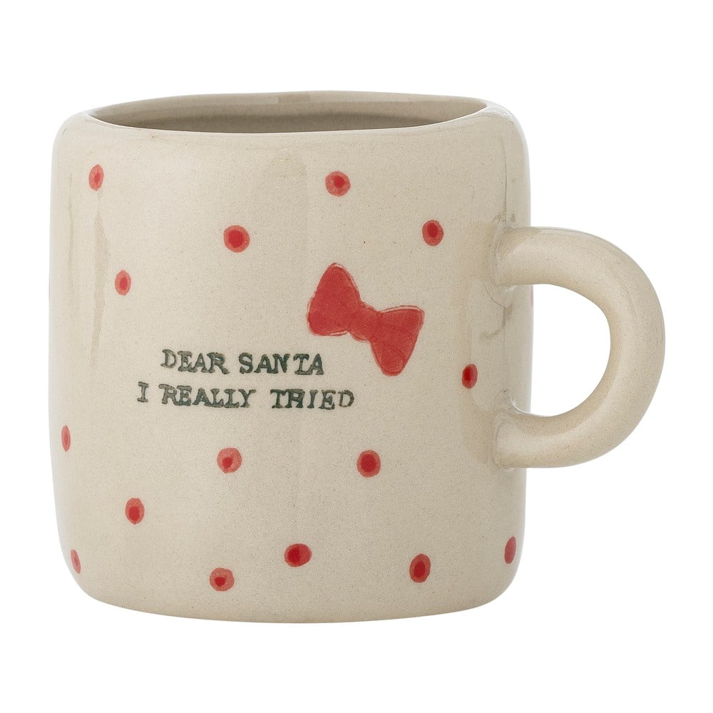 Bézs agyagkerámia bögre karácsonyi mintával 250 ml Christy – Bloomingville