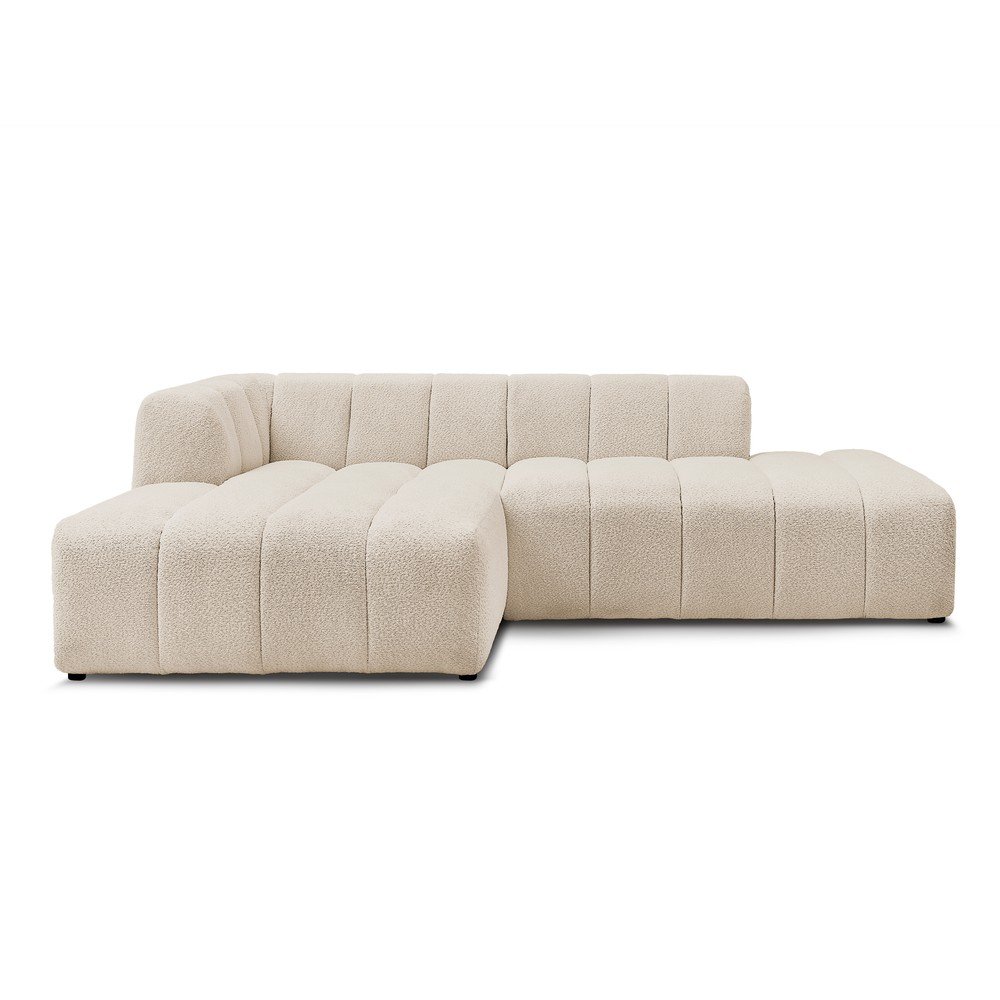 Bézs buklé sarokkanapé (bal oldali-heverő résszel) Annecy – Bobochic Paris