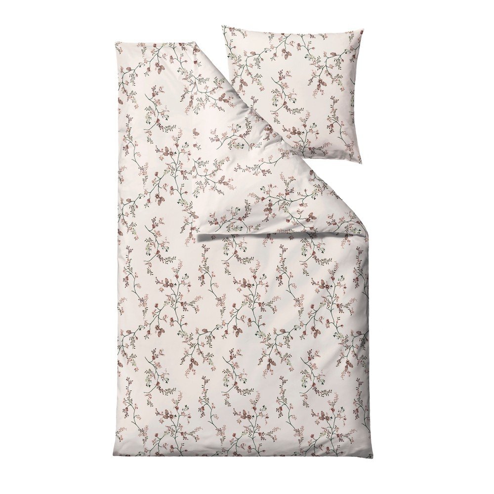 Bézs egyszemélyes pamut-szatén ágyneműhuzat 140x200 cm Grace – Södahl