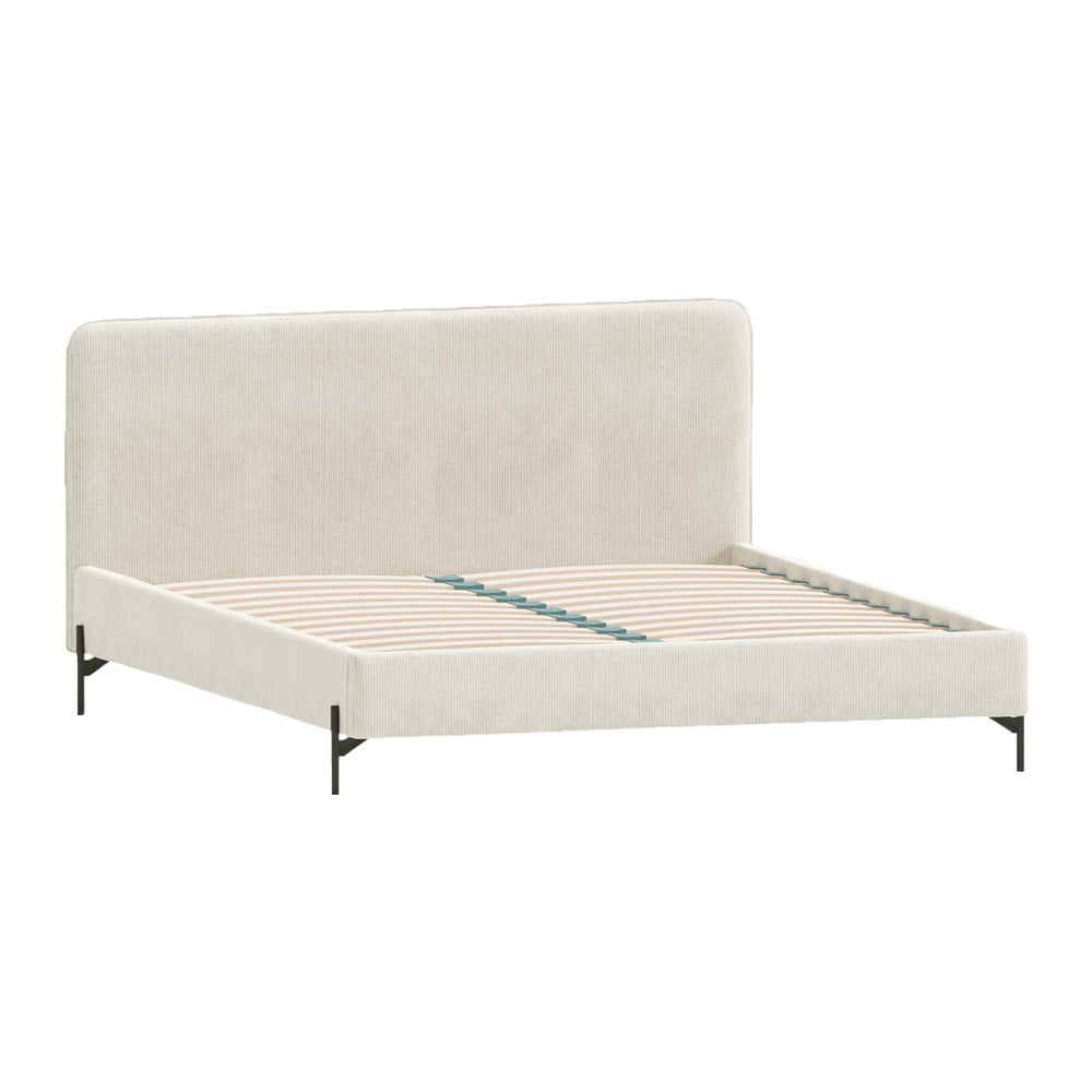 Bézs kárpitozott franciaágy ágyráccsal 200x200 cm Barker – Ropez