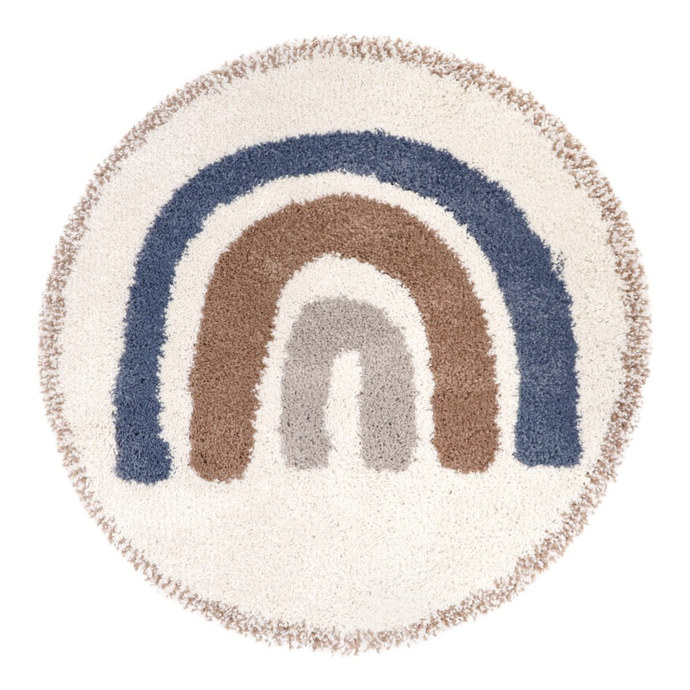 Bézs-krémszínű jutakeverék gyerek szőnyeg ø120 cm Bohemian Rainbow Bleu – Nattiot