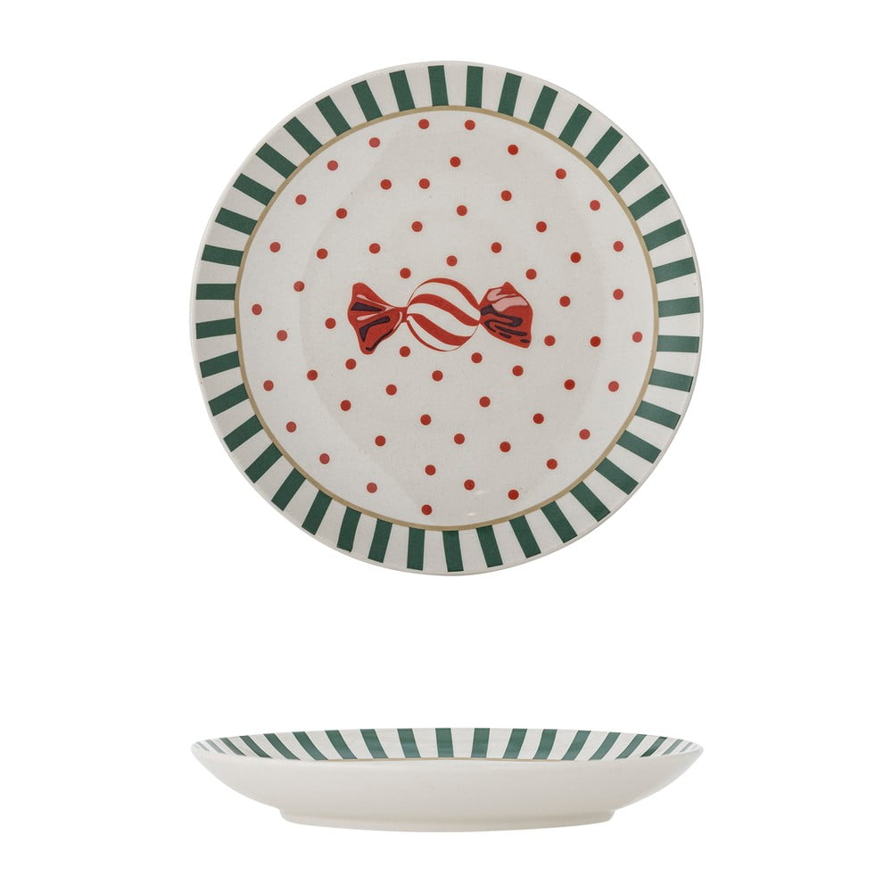Fehér agyagkerámia desszertes tányér karácsonyi mintával ø 16 cm Yule – Bloomingville