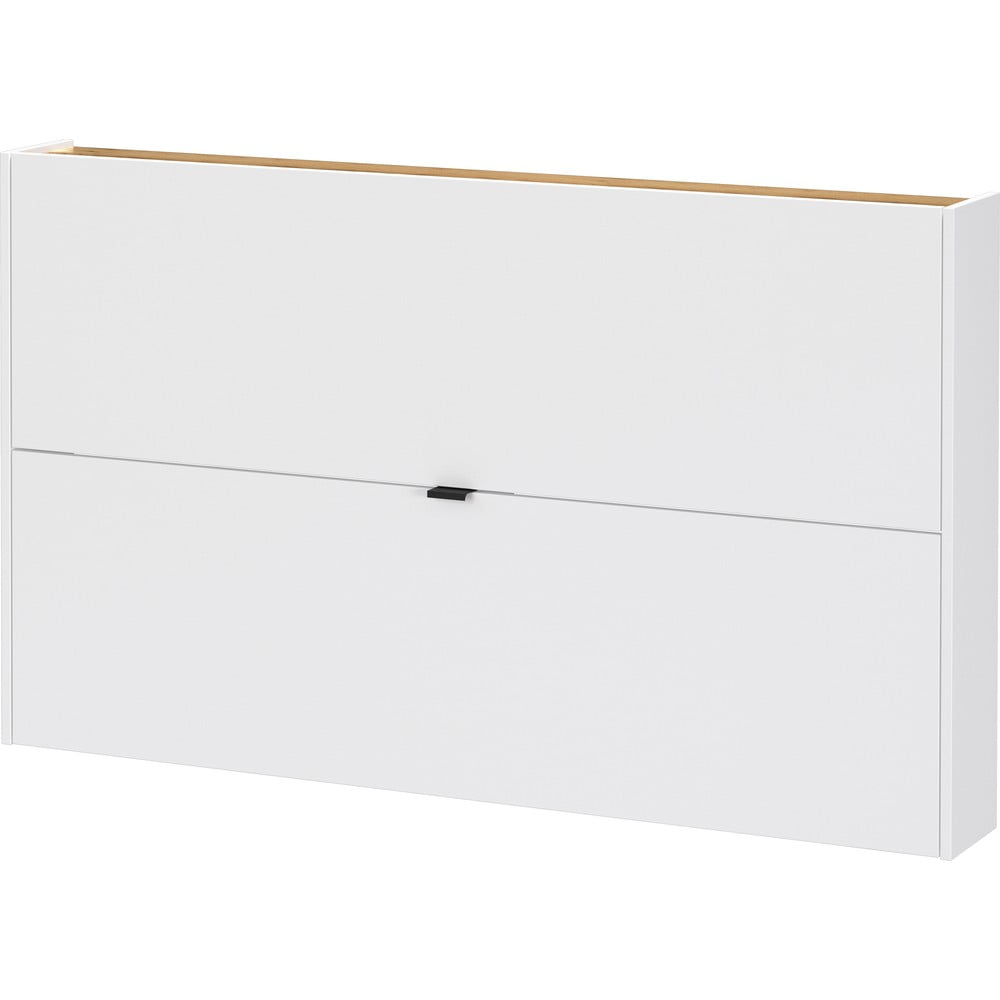 Fehér billenő ajtós-függő cipőtartó tölgyfa dekorral 140x83x18 cm Ameca – Germania