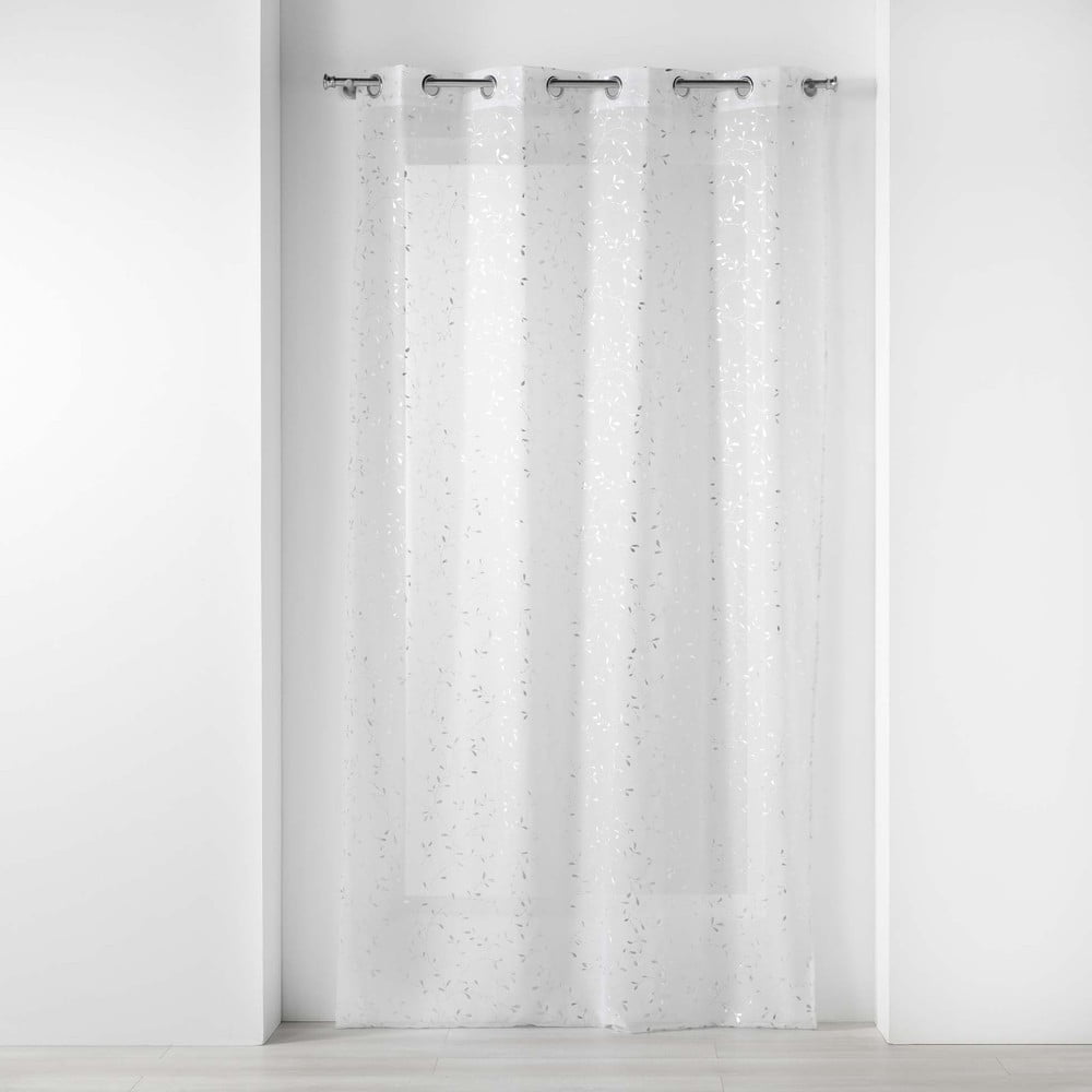 Fehér-ezüstszínű voile fényáteresztő függöny 140x240 cm Floressia – douceur d'intérieur