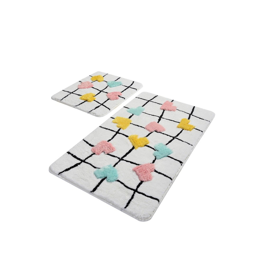 Fehér fürdőszobai kilépő szett 2 db-os 60x100 cm My Heart – Foutastic