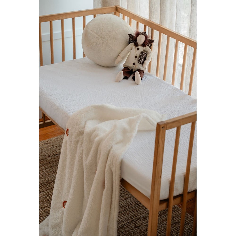Fehér gumis muszlin gyerek lepedő babaágyhoz 60x120 cm Burumcuk – Mijolnir