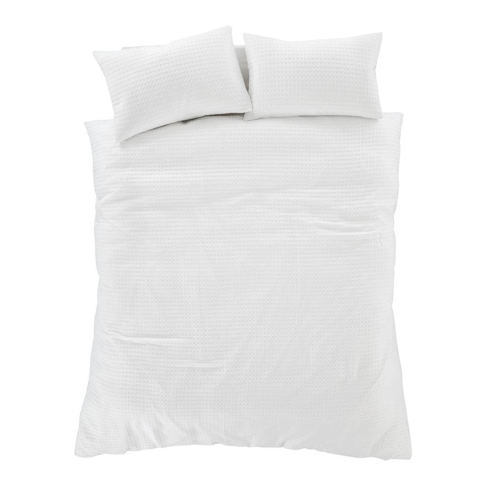 Fehér kétszemélyes hosszabbított ágyneműhuzat 230x220 cm Muscat Waffle – Pineapple Elephant