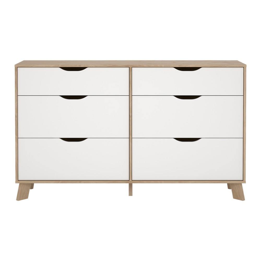 Fehér-natúr színű komód tölgyfa dekorral 156x92x40 cm Ikast – Tvilum