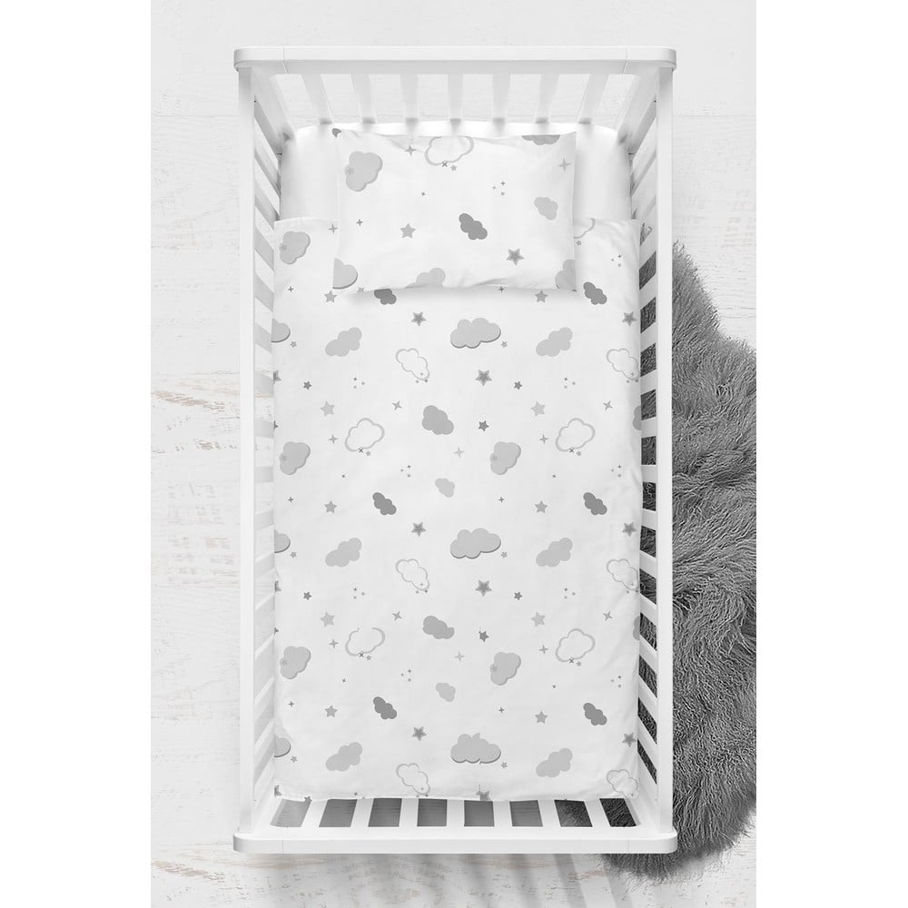 Fehér renforcé pamut gyerek ágyneműhuzat babaágyhoz 100x150 cm Bulut – Mijolnir
