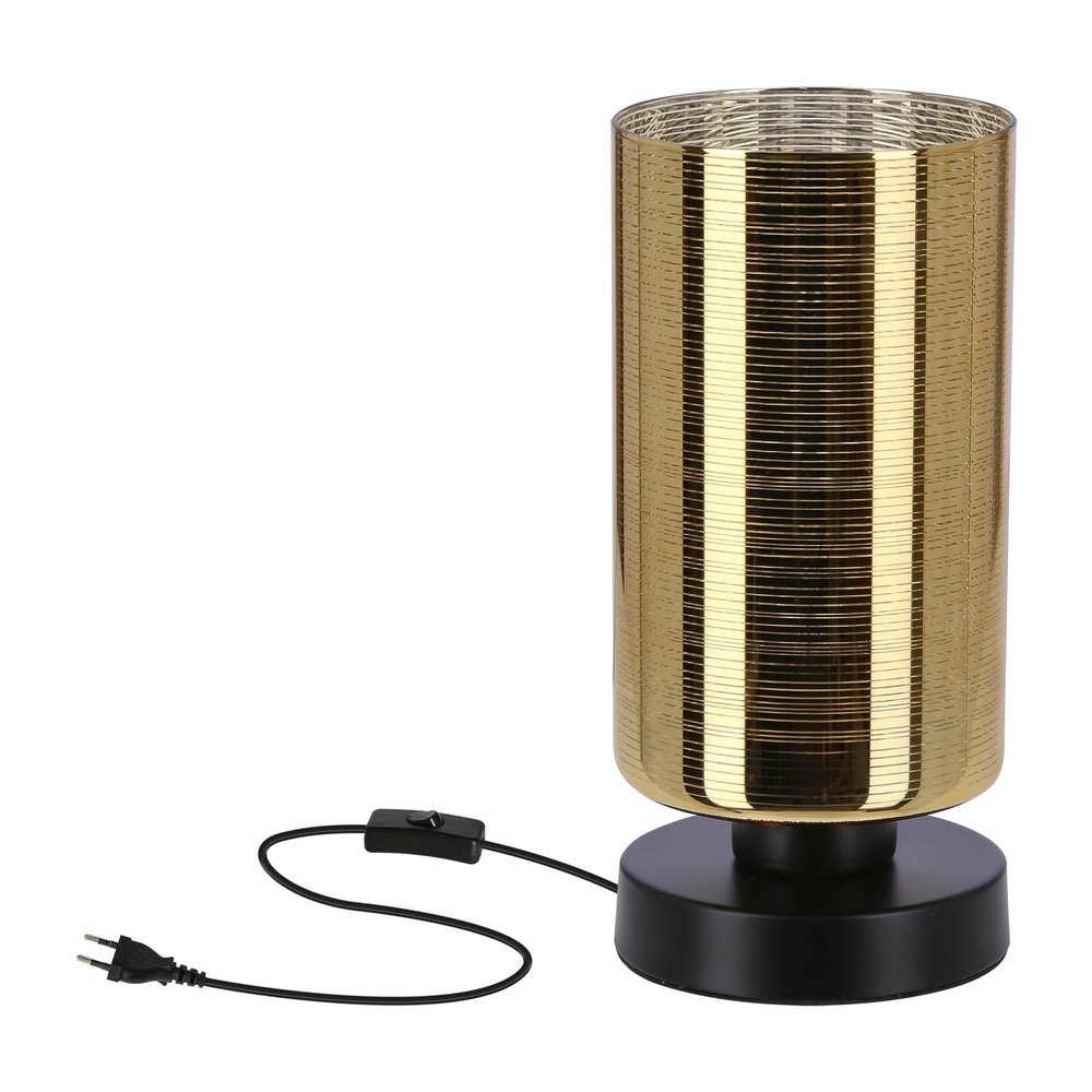 Fekete-aranyszínű asztali lámpa üveg búrával (magasság 25 cm) Cox – Candellux Lighting