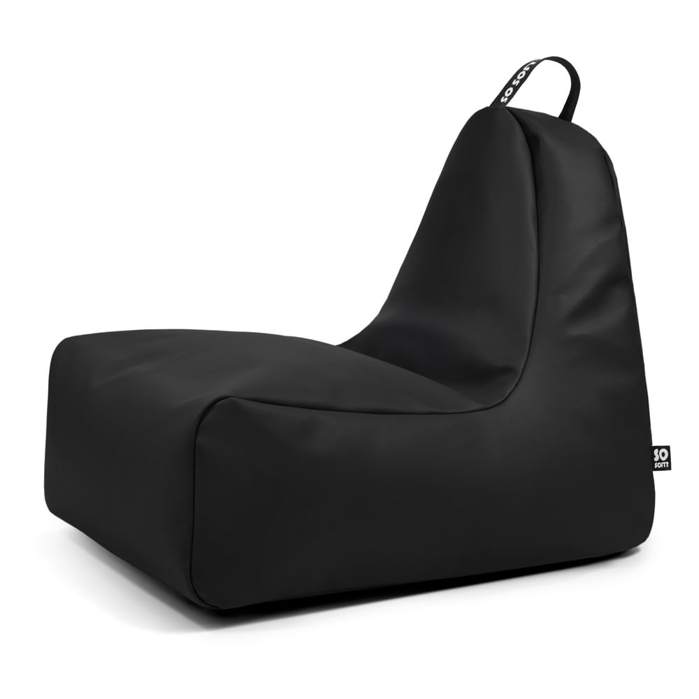 Fekete bőrutánzat babzsákfotel Chill XL – So Soft?
