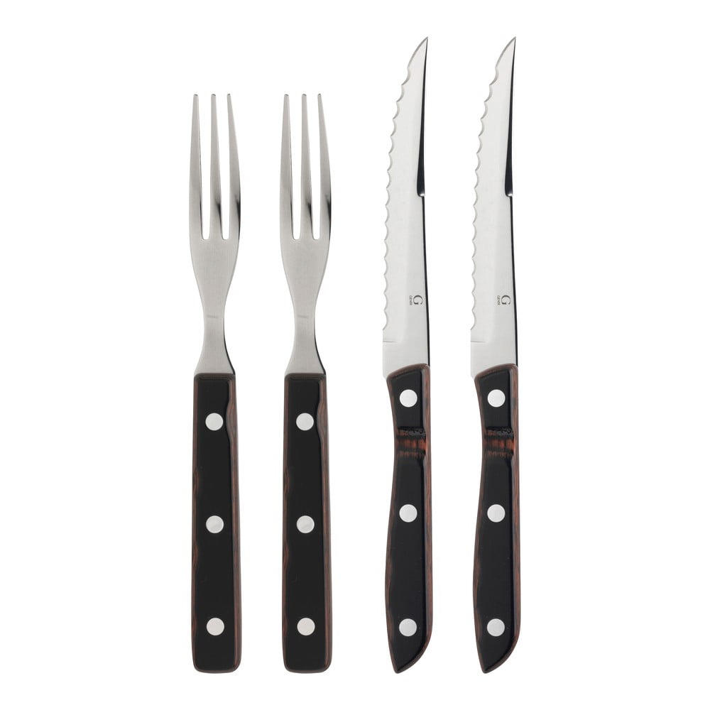 Fekete-ezüstszínű rozsdamentes acél evőeszköz készlet 4 db-os Old Farmer Classic – Gense