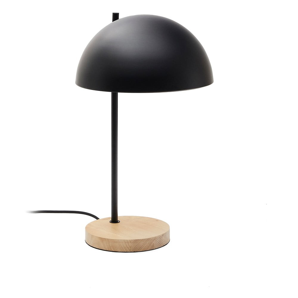 Fekete-natúr színű asztali lámpa fém búrával (magasság 48