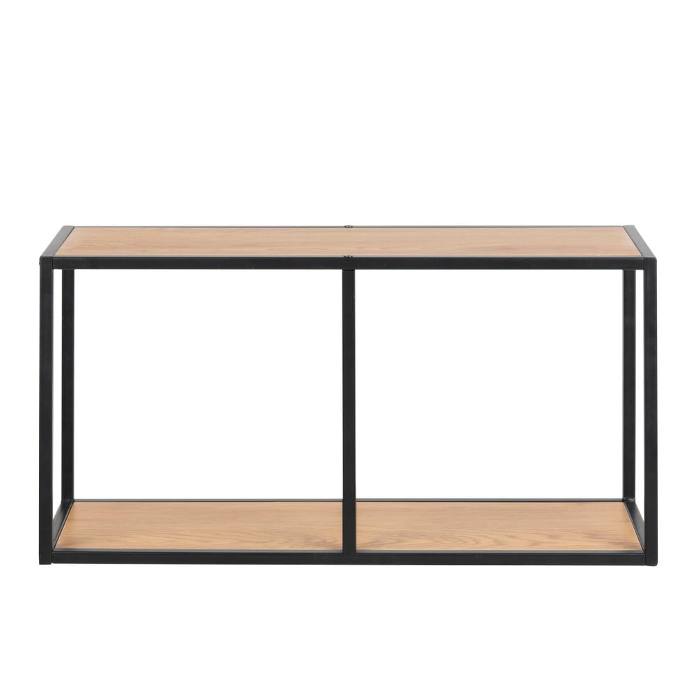 Fekete-natúr színű többszintes fali polc tölgyfa dekorral 73 cm Seaford – Actona