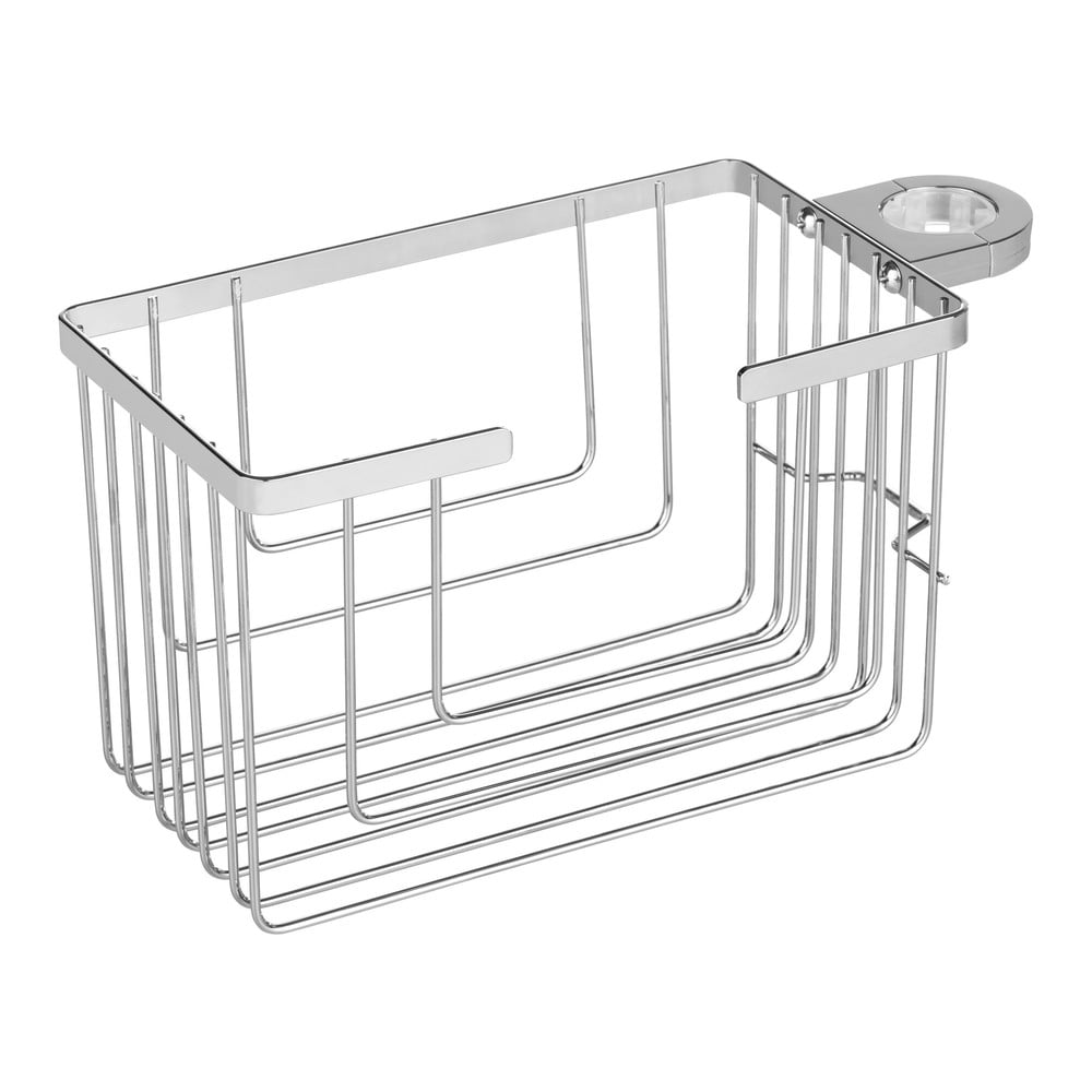 Fényes ezüstszínű öntapadós rozsdamentes acél fürdőszobai polc Valognes – Wenko