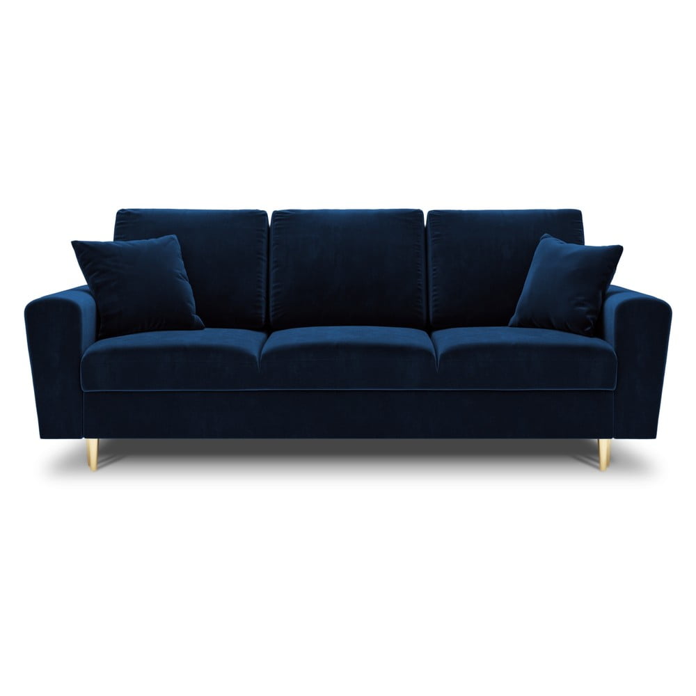 Kék bársony kinyitható tárolóhelyes kanapé 235 cm Kyoto – Cosmopolitan Design