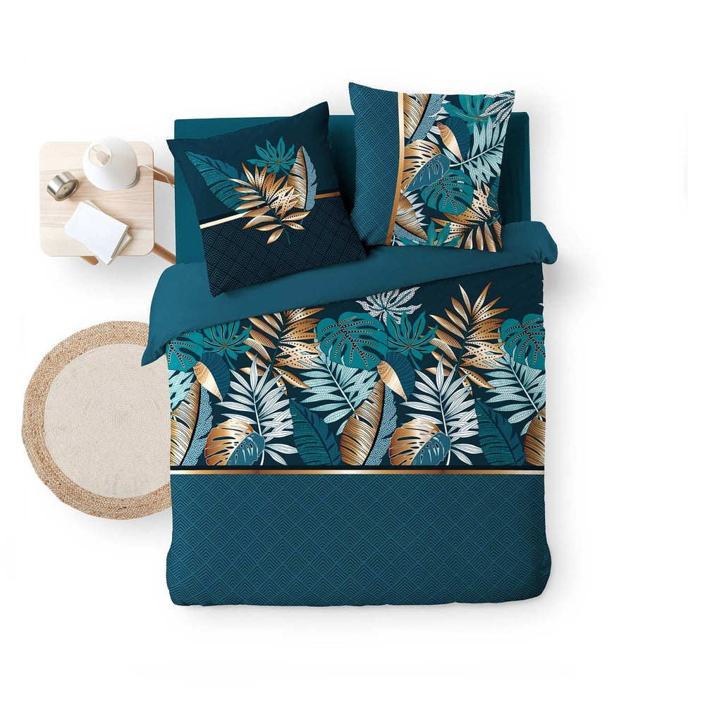 Kék kétszemélyes hosszabbított pamut ágyneműhuzat 240x220 cm Alianor – douceur d'intérieur