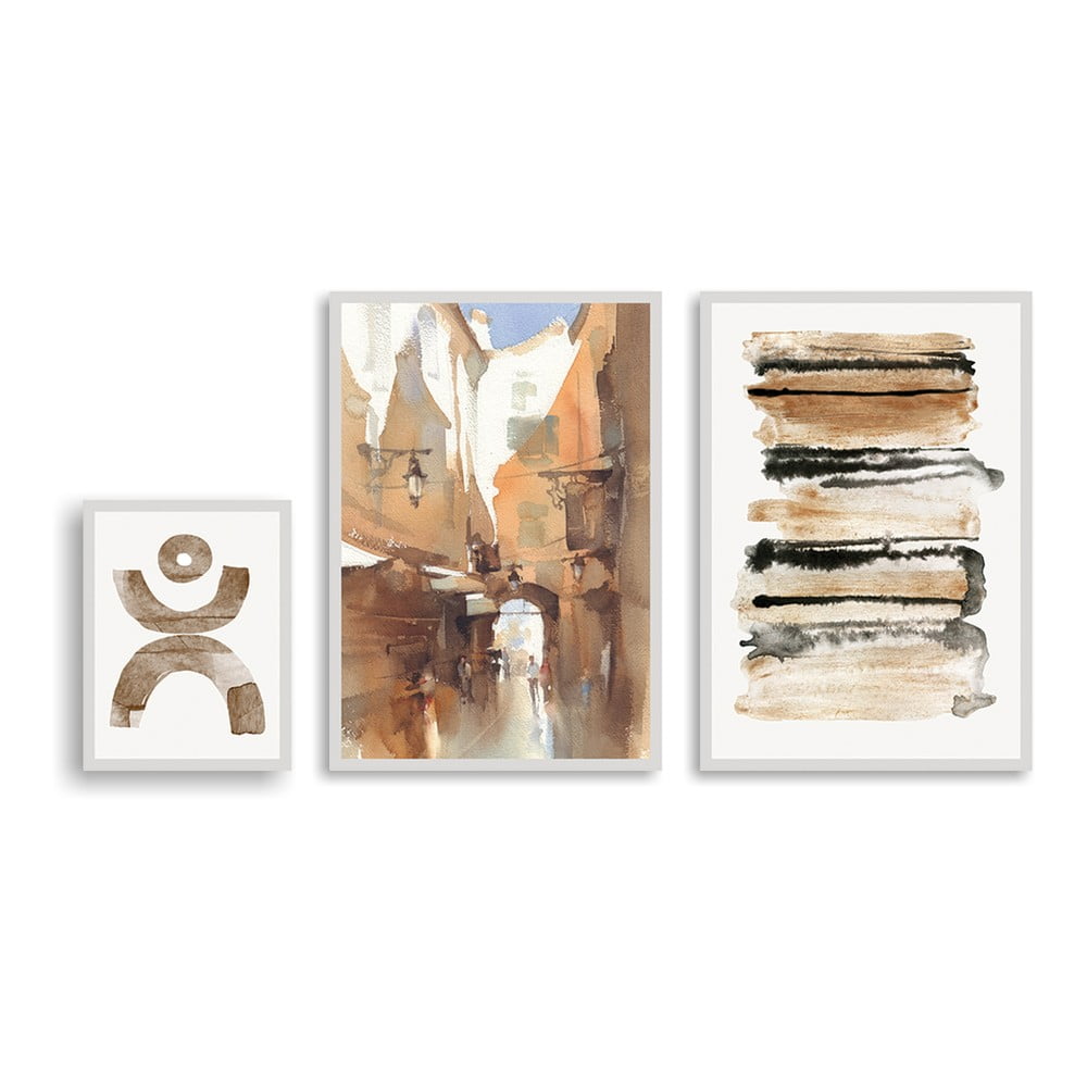 Kép szett 3 db-os 44x65 cm Watercolor – Tomasucci