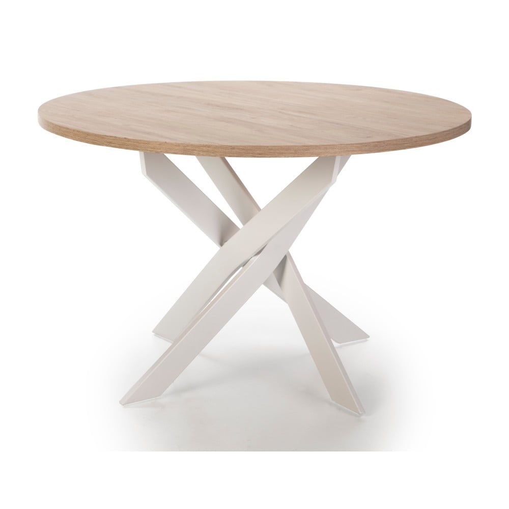 Kerek étkezőasztal tölgyfa dekoros asztallappal ø 120 cm Ther – Marckeric