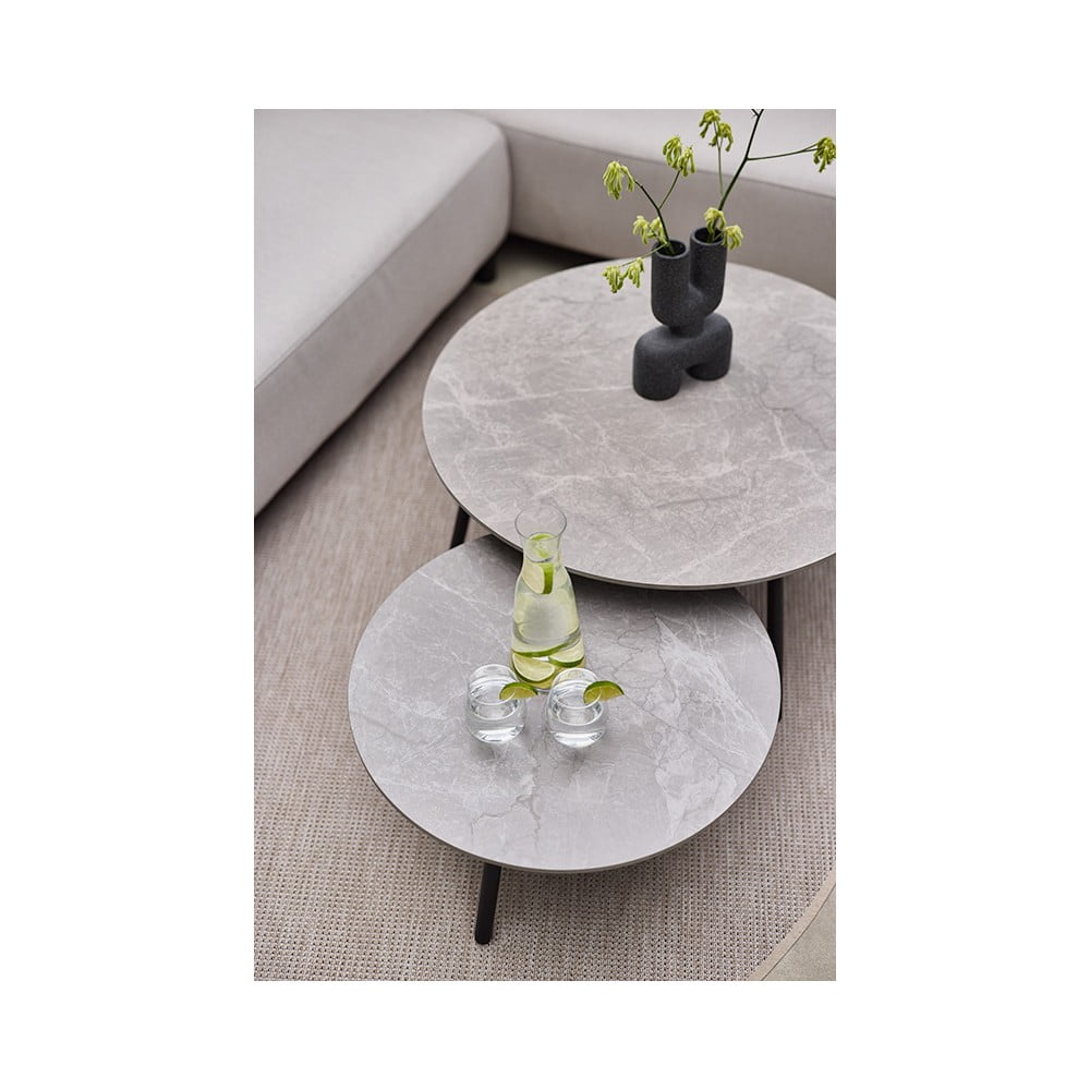 Kerek kerti tárolóasztal kerámia asztallappal ø 80 cm Monaco – Hartman