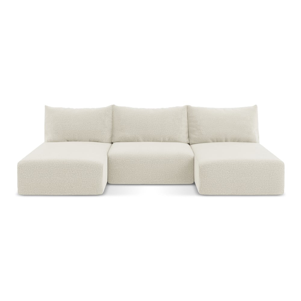 Krémszínű kinyitható-tárolóhelyes sarokkanapé Kalena – Makamii