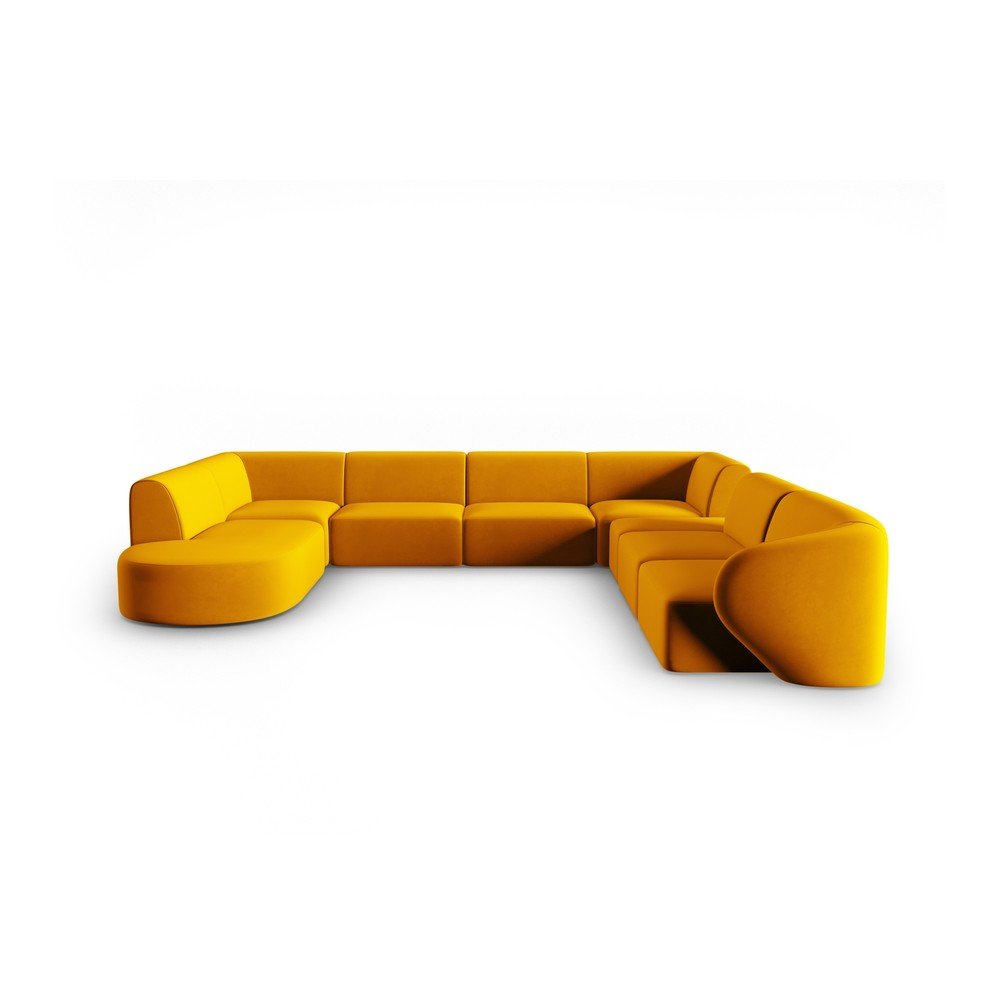 Mustársárga bársony sarokkanapé (jobb oldali-U alakú) Paolo – Milo Casa