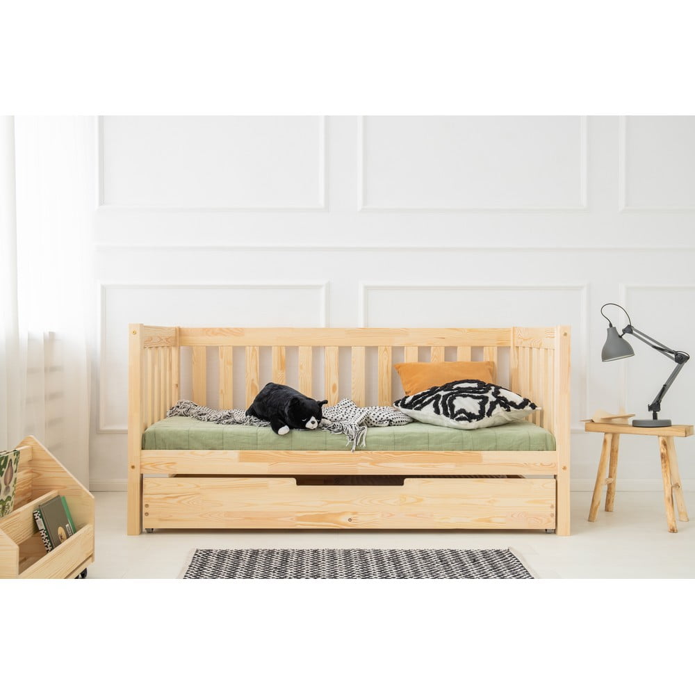 Natúr színű ágyneműtartós gyerekágy kihúzható pótággyal