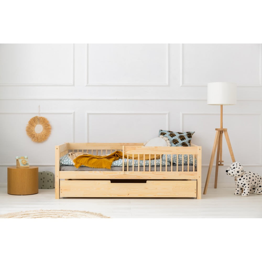 Natúr színű ágyneműtartós gyerekágy kihúzható pótággyal