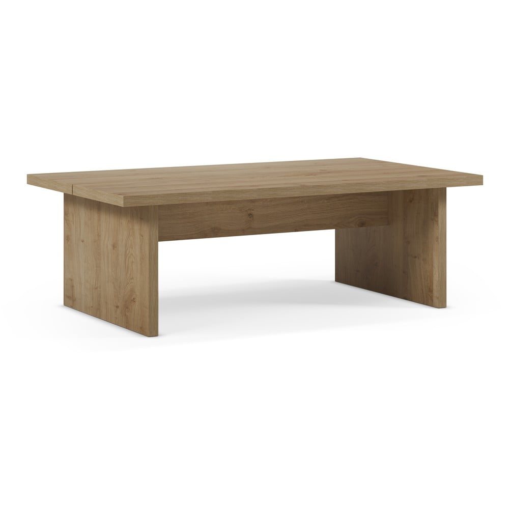 Natúr színű dohányzóasztal tölgyfa dekoros asztallappal 70x120 cm Loana – Marckeric