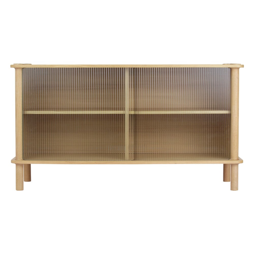 Natúr színű tölgyfa tálalószekrény tolóajtóval 135x73