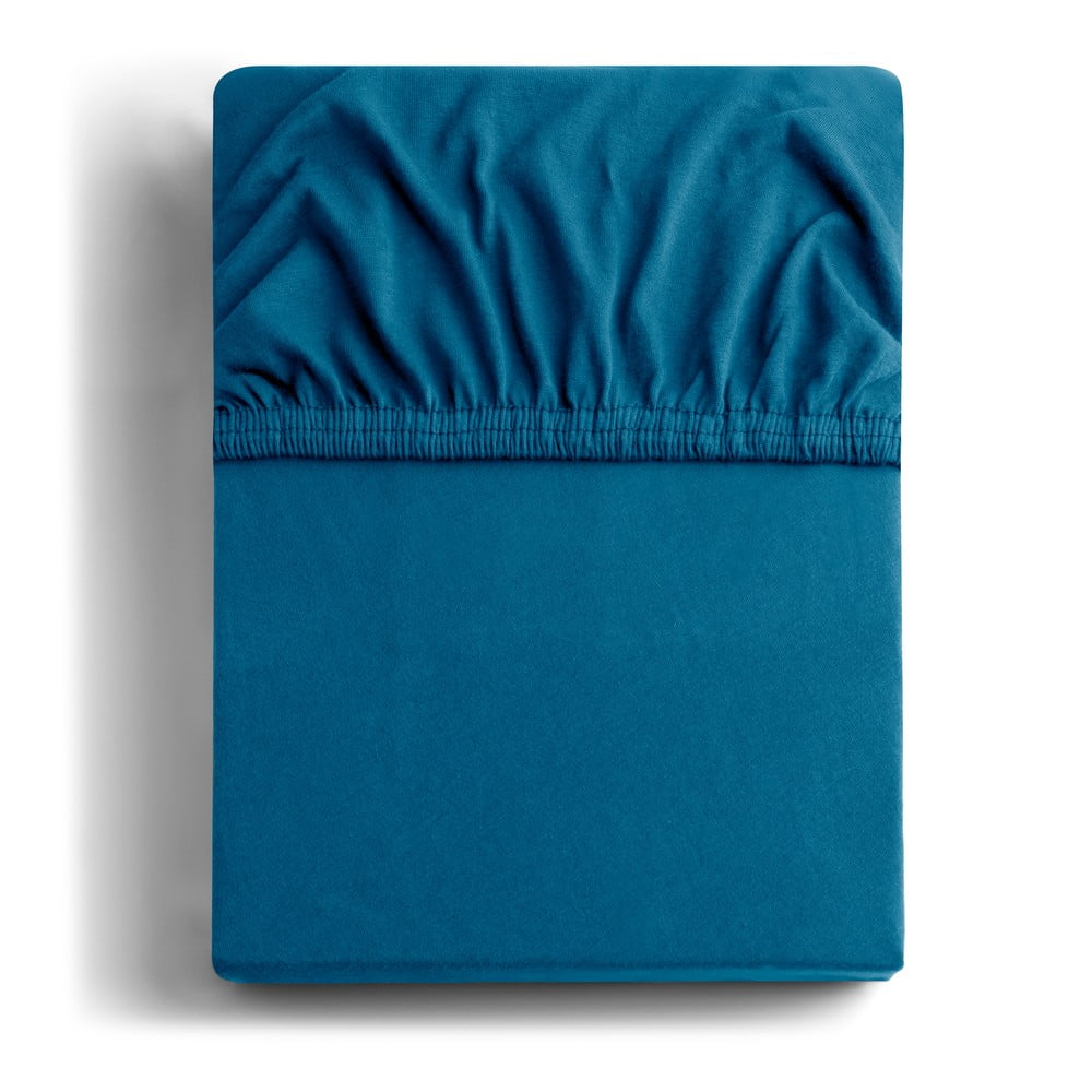 Petróleum színű gumis jersey lepedő 180x200 cm Amber – Restilo