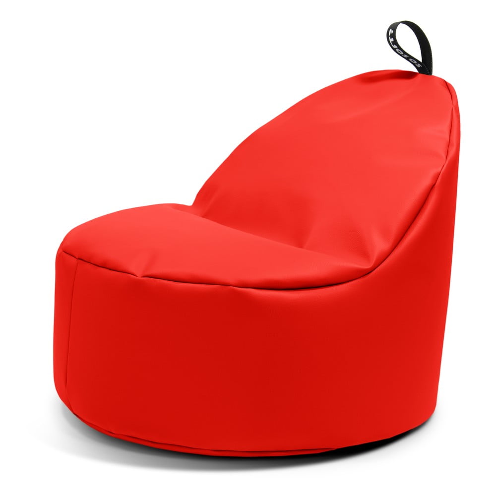 Piros bőrutánzat gyerek babzsákfotel Round M – So Soft?