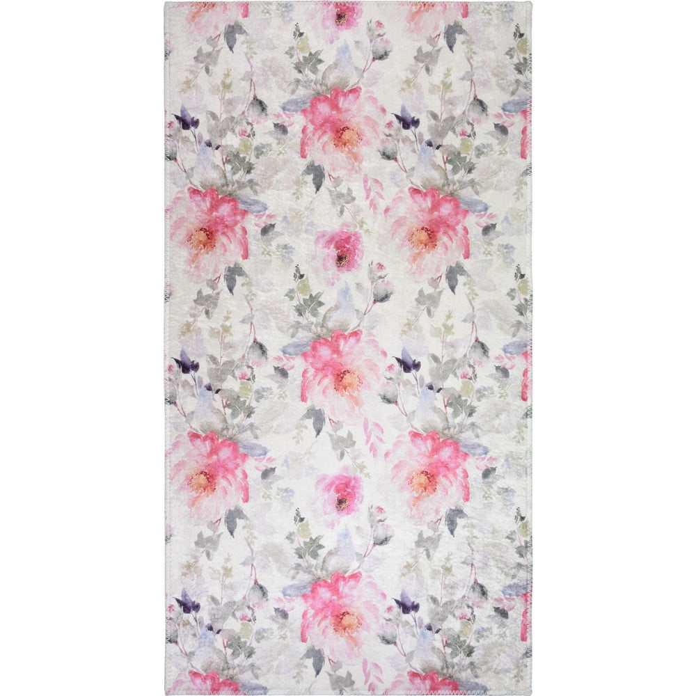 Rózsaszín-elefántcsont színű mosható szőnyeg 80x150 cm Pink Garden – Vitaus