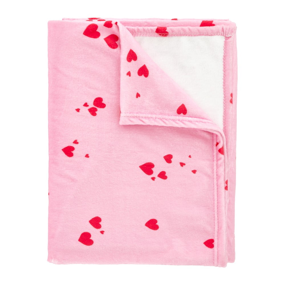 Rózsaszín fleece takaró 200x240 cm Heart – Catherine Lansfield