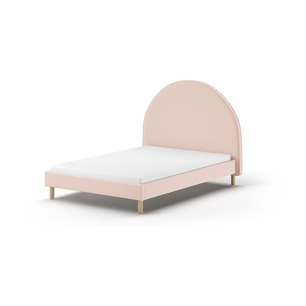 Rózsaszín kárpitozott egyszemélyes ágy ágyráccsal 140x200 cm MOON – Vipack