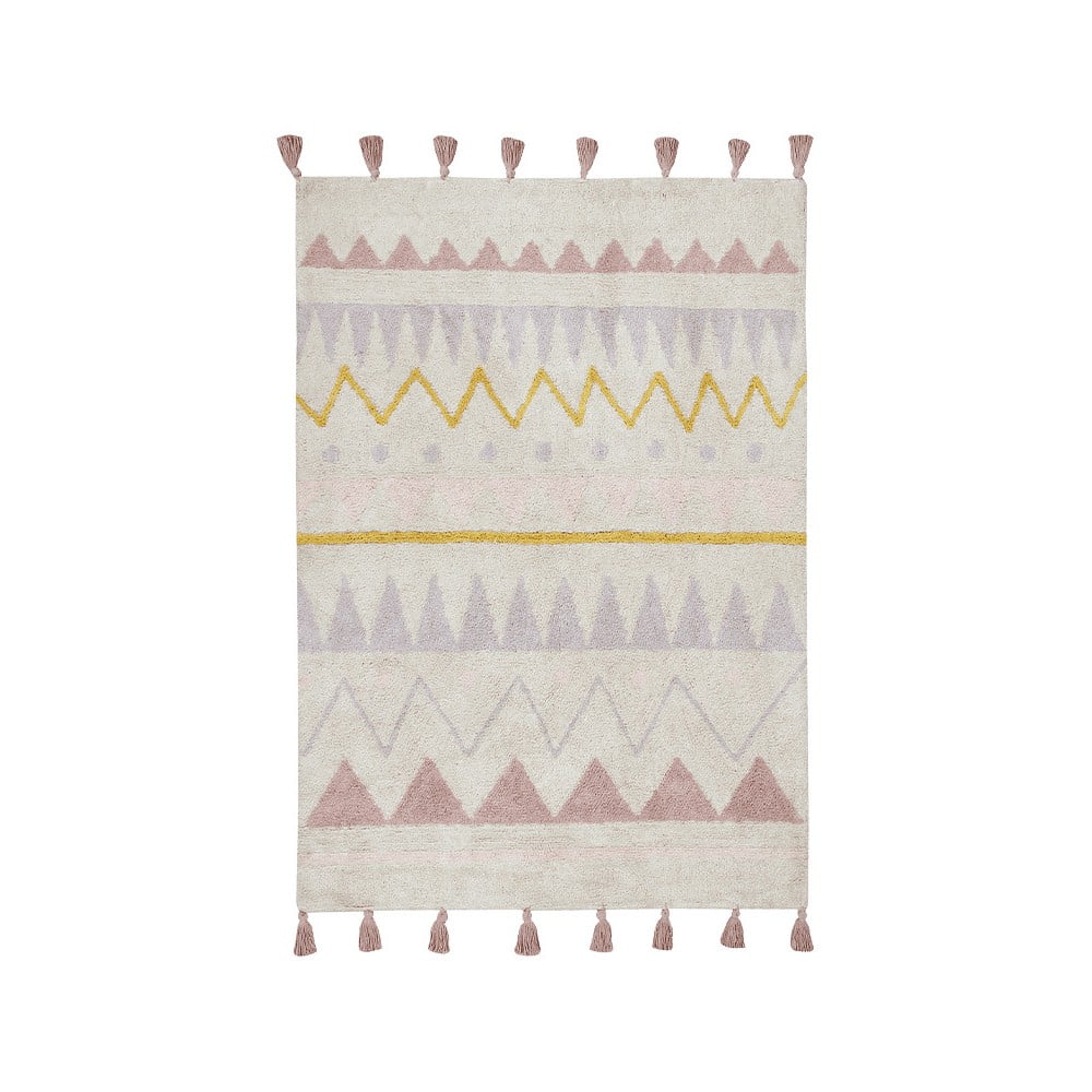 Rózsaszín-krémszínű mosható kézi szövésű pamut gyerek szőnyeg 120x160 cm Azteca Vintage Nude – Lorena Canals