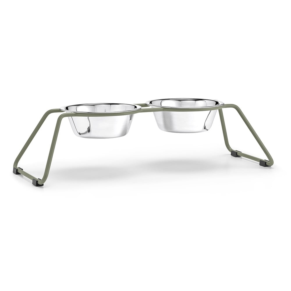 Rozsdamentes acél tálka szett állvánnyal kutyáknak Cena Grollive M – MiaCara