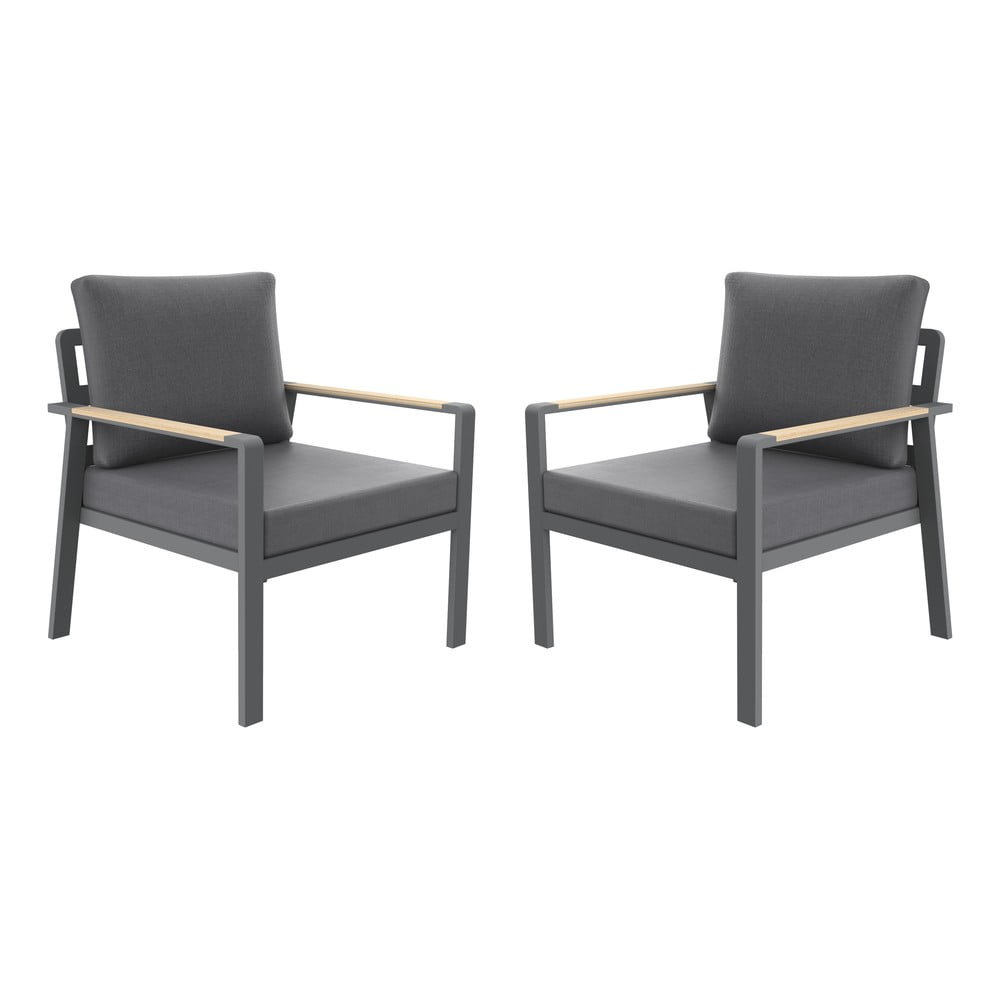 Sötétszürke fém kerti fotel Sibiu Duo – Rojaplast