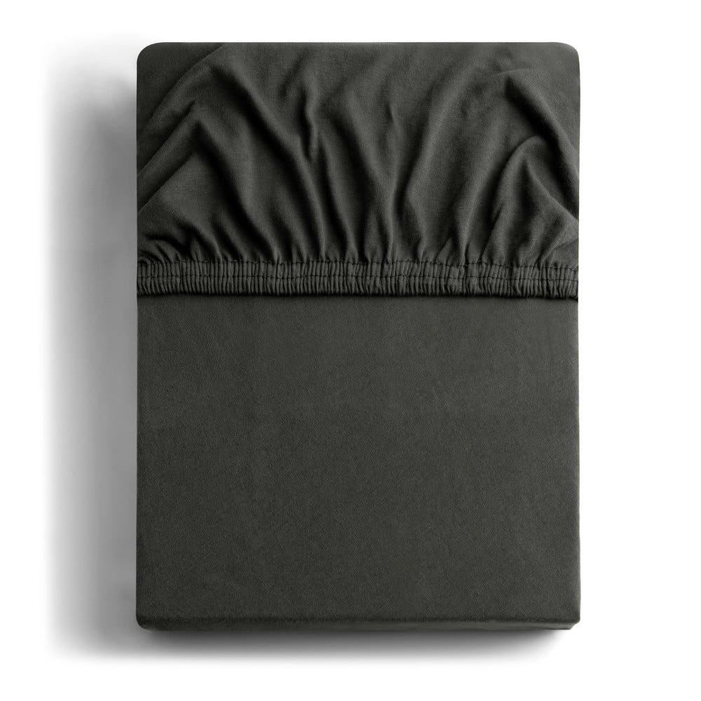Sötétszürke gumis jersey lepedő 140x200 cm Amber – Restilo