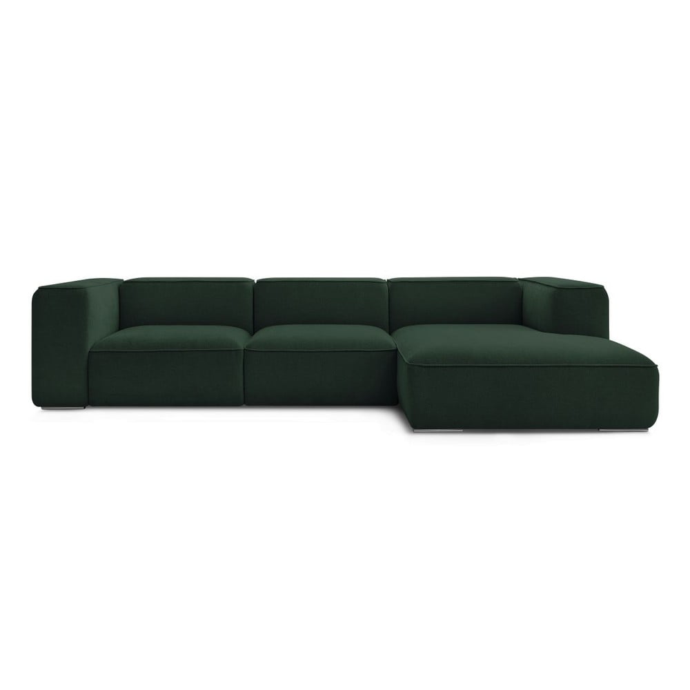 Sötétzöld buklé sarokkanapé (jobb oldali) Zephyr – Bobochic Paris