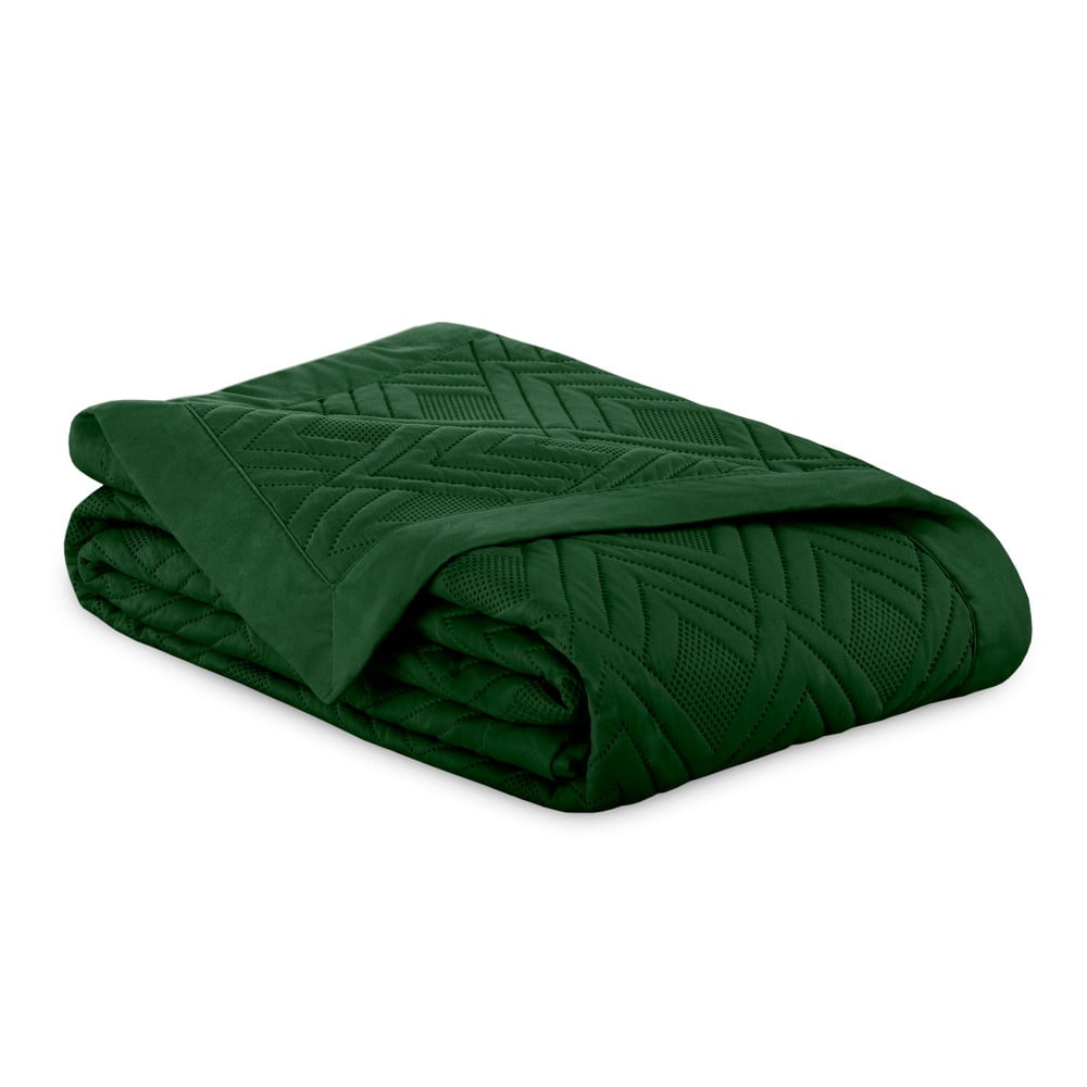 Sötétzöld mikroszálas steppelt ágytakaró 220x240 cm Ophelia – Restilo