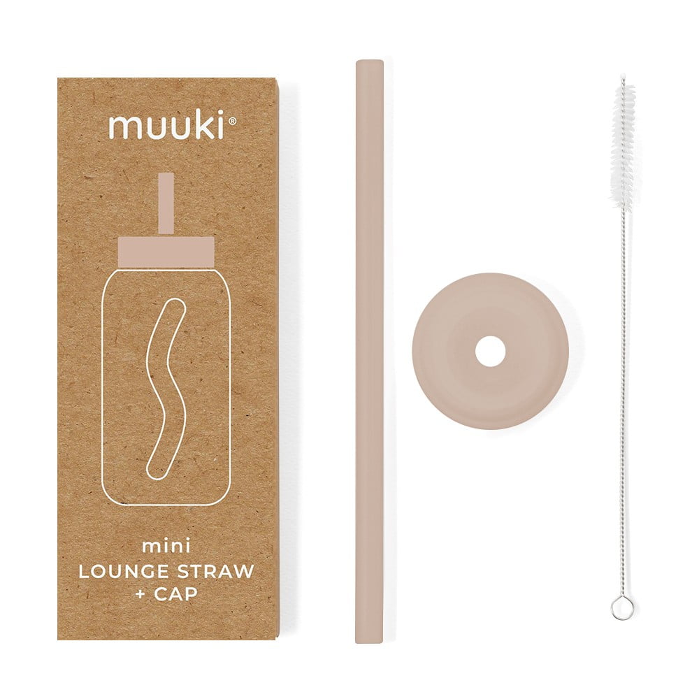 Szilikon szívószál tisztítókefével-fedéllel Desert Rose – Muuki
