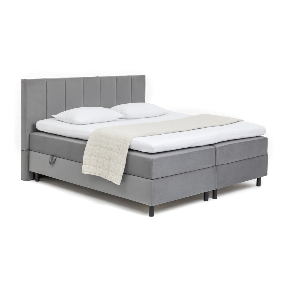 Szürke ágyneműtartós boxspring ágy 160x200 cm Elva Bold Line – Bonami Selection