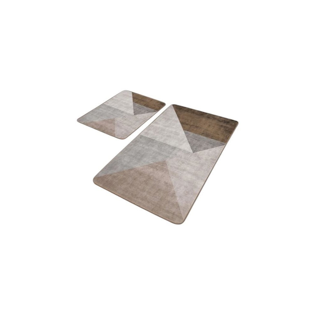 Szürke-barna bársony fürdőszobai kilépő szett 2 db-os 60x100 cm – Mila Home