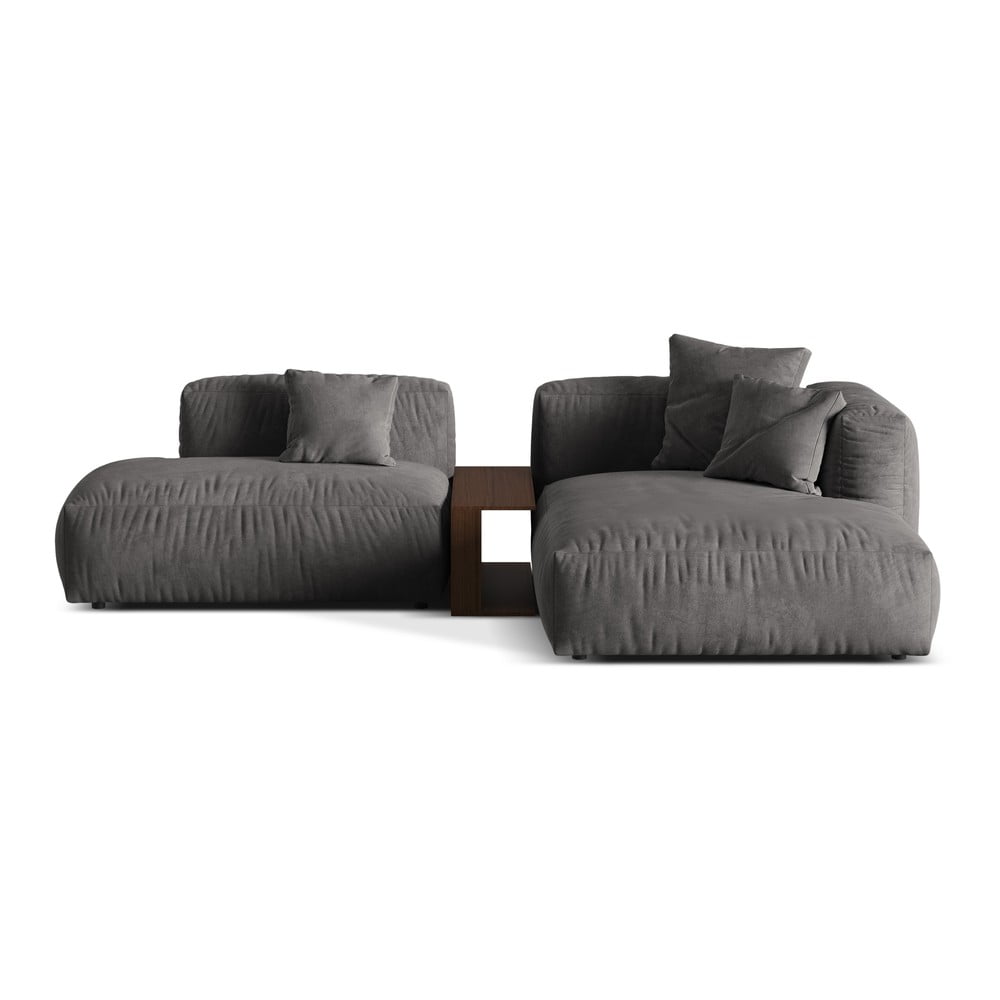 Szürke bársony moduláris sarokkanapé (jobb oldali-heverő résszel) Martina – Micadoni