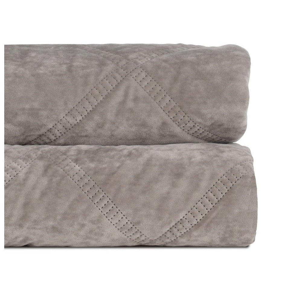 Szürke bársony steppelt ágytakaró 230x260 cm – Ixia